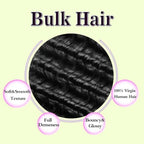 24 Inch Deep Wave Human Braiding Hair for Boho Braids Curly Human Hair Braiding Hair Wet and Wavy Unprocessed Virgin Boho Hair for Braiding Natural Color 2 Bundles/Pack (Total 100G)