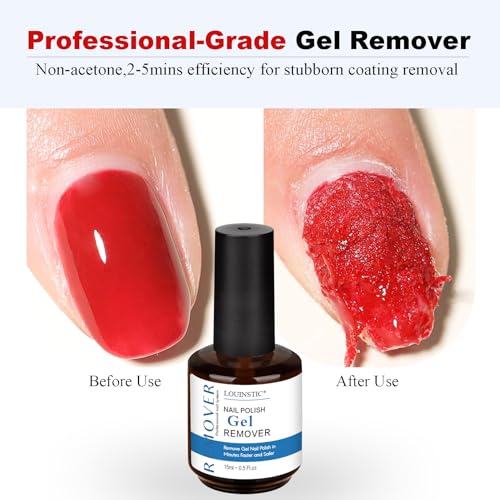 LOUINSTIC Gel Nail Polish Remover – Fast, No Soak & No Foils, Safe for Natural Nails, Healthy, Low Odor, Quick Gel Removal in 2-5 Minutes – For Gel Nail Polish & Nail Art, At-Home Manicure Solution