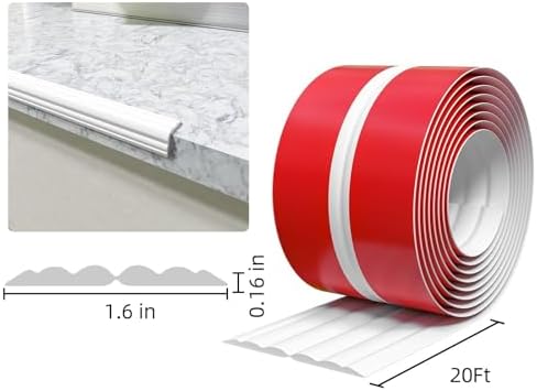 Wall Corner Protector & Edge Guard, Peel and Stick Wall Trim Moulding Inside & Outside Corner Molding Trim Caulk Strip, Self Adhesive Trim for Wall Edge,Ceiling, Countertop, 1.6” W x20’ L，White