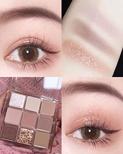 Kayswang 9 colors glitter eyeshadow palette makeup palette matte high pigment color cream texture palette in autumn and winter long lasting and waterproof (4PC), Number Of Items 1, 0.0353 Ounce