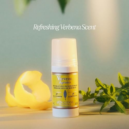 L'OCCITANE Roll-On Aluminum Free Deodorant, 1.6 Fl. Oz: Reduce Body Odor, Fresh Lavender Scent, Refreshing Verbena, Without Alcohol and Aluminum Salts, Made in France