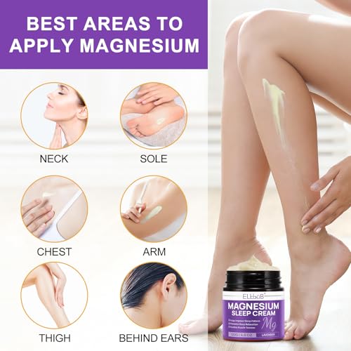 Magnesium Cream - Enriched with Almond Oil, Lavender, and Vitamin E for Deep Relaxation - Natural Magnesium Lotion for Skin Nourishment and Quick Absorption - Lavender