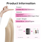 REECHO Invisible Wire Hair Extensions with Thinner Softer Lace Weft 12" Short Straight Clips in Secret Hairpiece for Women 12 Inch (Pack of 1) - Honey Blonde with Highlights