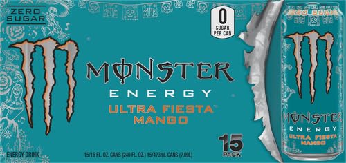 Monster Energy Ultra Fiesta Mango, Sugar Free Energy Drink, 16 Ounce