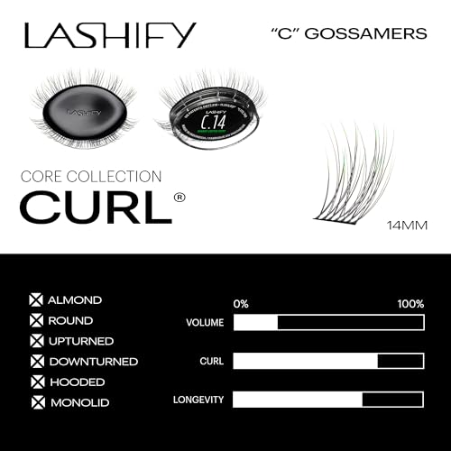 Lashify Curl 14mm Gossamer Eyelash Extensions Refill in Ombre Green, Easy DIY False Lashes for a Natural Look