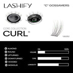 Lashify Curl 14mm Gossamer Eyelash Extensions Refill in Ombre Green, Easy DIY False Lashes for a Natural Look