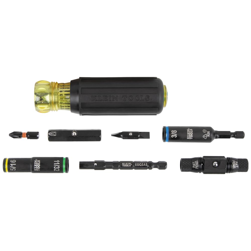 Klein Tools 32528HD KNECT 10-in-1 Impact-Rated Driver, Multi-Bit Screwdriver/Nut Driver with Deep-Well Flip Socket Sizes for Plumbing and HVAC