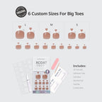 BTArtbox Press On Toenails - Lamp-Curable Real Square Toe Nail Press Ons with Glue for Women, Semi-Transparent Fake Toe Nail Tips with French Tip in 15 Sizes - 30 Toenails Kit, Exude Elegance
