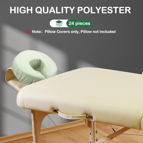 Macarrie 24 Pcs Face Cradle Covers for Massage Table Microfiber Reusable Soft Thicker Massage Table Head Rest Covers Bulk Oil Proof Headrest Cradle Sheets for Spa Beauty Salons (Sage)