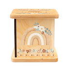 Wooden Piggy Bank for Kids and Adults, Personalized Gift Handmade in USA by BloomOwl, Custom Piggy Bank, Personalized Banks for Kids, Gifts for Baby Boys and Girls (Rainbow- Boho Floral)