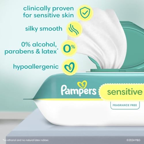 Pampers Baby Dry Disposable Baby Diapers Starter Kit, Sizes 1 (252 Count) & 2 (234 Count), with Sensitive Water Based Baby Wipes 12 Flip-Top Packs (1008 Wipes Total)