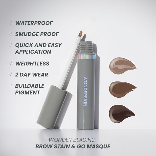 Wonderskin Eyebrow Tint - Wonder Blading Brow Stain & Go Masque, Long Lasting Brow Tint, Transfer Proof and Smudge Proof Eyebrow Stain (Blonde)