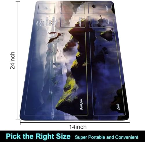 MTG Playmat TCG Playmat -Includes Storage Tube and 7 Dice-Experience Top-Tier Quality and Edge-Locking Waterproof and Non-Slip Mat! (playmat with Zones, 2-Flying Dragons)