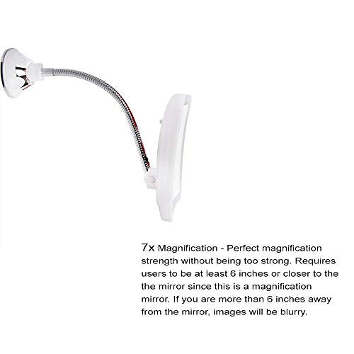 SunplusTrade Makeup Mirror with LED Lights and Magnification, Portable Cordless Design Suction Cup Mirror for Home and Travel with Flexible Gooseneck to Adjust to Any Position Easily