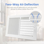 12 x 8 Inch [Duct Opening] Air Vent Covers for Wall or Ceiling - High Airflow 2 Way Steel Ventilation - Adjustable Wall/Ceiling Register, 13-3/4 Inch x 9-3/4 Inch [Overall Dimensions]