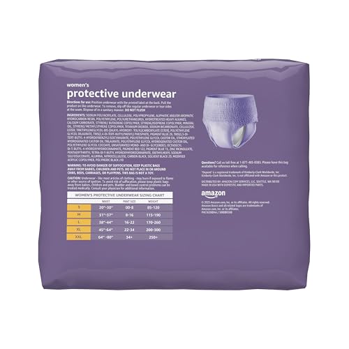 Amazon Basics Incontinence Underwear for Women, Protective, Disposable, Postpartum, Maximum Absorbency, X-Large, Lavender, 48 Count (3 Packs of 16)