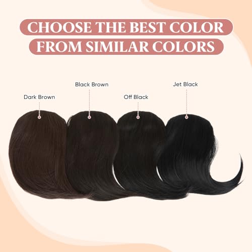 SARLA Black Brown Side Bangs Clip in Synthetic Hair Pieces Straight Bangs Extension for Women