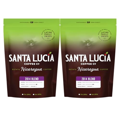 Specialty Volcanic Nicaraguan - 2014 Bold Dark Roast Coffee, Rich & Intense, Low Acid, 91 Point, SHG, Small Batch Roasted, Farm Direct, 100% Single-Origin | Santa Lucia | Whole Bean, 2 Pounds (2-16oz)