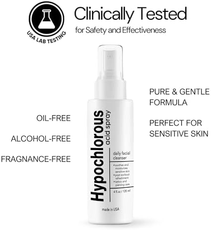 BodyJ4You Hypochlorous Acid Spray for Face Cleaner - HOCL Facial Toner Acne Sensitive Skin - HOCL Molecule Spray Topical Skin Redness Relief Breakouts - Piercing Aftercare Solution Fine Mist - 4 Fl Oz