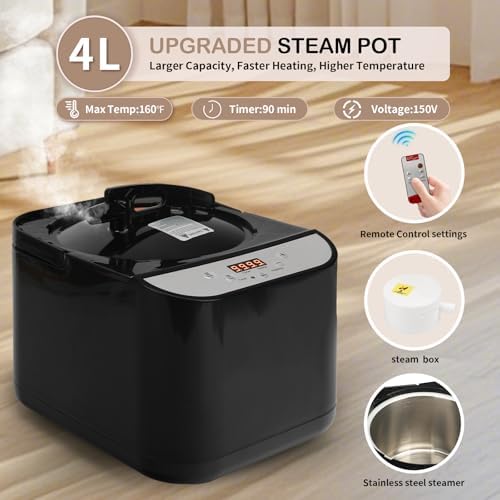 PEEKO Full Size Portable Personal Home Sauna, Pentagon Sauna Tent Sauna Box with 650nm Red Light Therapy, 3L Capacity 1200W Steamer, Pocketed Foldable Chair, Customized Sweat Mat with Remote Control