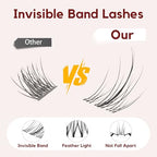 Lash Clusters 120Pcs Invisible Band Natural Eyelash Clusters 10-14mm C Curl Lash Extensions DIY Individual Cluster Lashes Thin & Clear Band False Eyelashes(CB122)