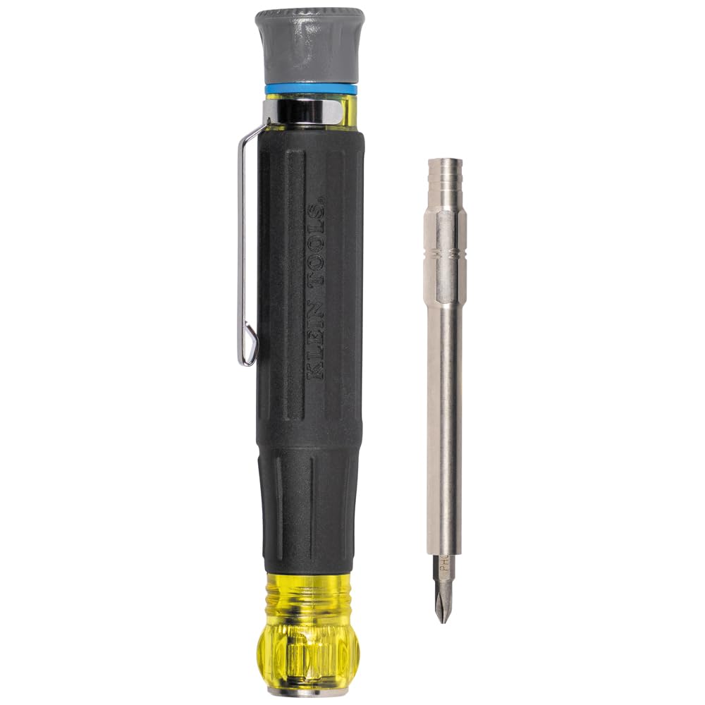 Klein Tools 32611P Mini Precision Screwdriver, 13-in-1 Magnetic Multi-Bit Pocket Driver with Nut Drivers, Phillips, Slotted, and Hex Tips