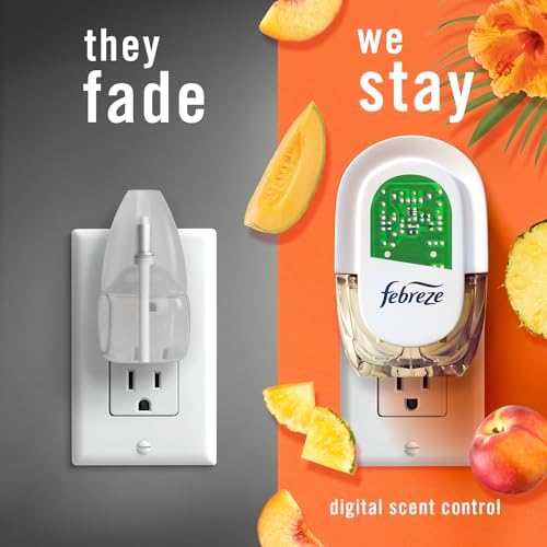 Febreze Plug In Air Freshener, Odor-Fighting Scented Oil Refill, Air Fresheners for Home and Bathroom and Kitchen, Long Lasting for Strong Odors, Hawaiian Aloha Scent, 0.87oz Refills, 3 Count