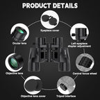 6-16x40 HD Zoom Binoculars for Adults, High Powered, Large View, BAK4 Prism, Waterproof, Clear Low Light Vision for Bird Watching,Hiking, Travel