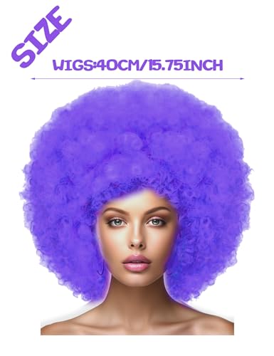 Short Bob Hair Wigs Straight with Flat Bangs Synthetic Colorful Cosplay Daily Party Neon Wig for Women + Free Wig Cap 12" Natural As Real (Afro, Purple)
