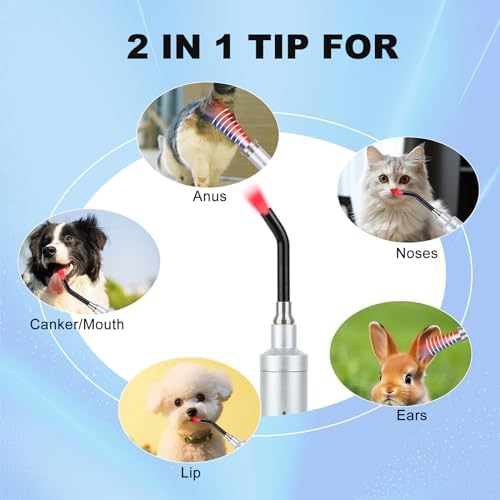 Vet Near Red Light Therapy Device for Dogs Pain Relief, 4400mAh Cat Cold Sore Blue Light Treatment Machine Pet Lip Nasal Ear Mouth Oral Canker Sore Leg Knee Back Joint Muscle Relax at Home