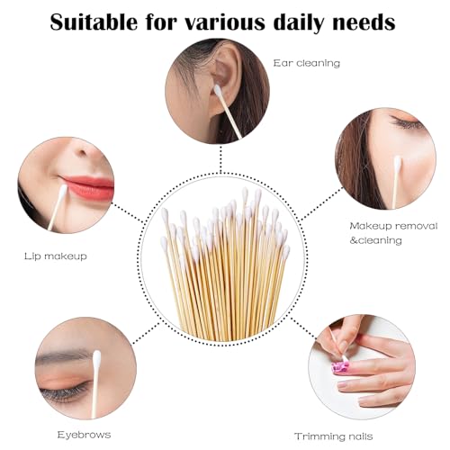 500 PCS 6" Long Cotton Swabs with Bamboo Handle for Makeup, Gun Cleaning or Pets Care