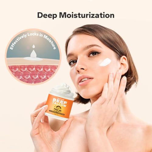 Beef Tallow for Face & Body (4 Oz), Grass-Fed Beef Tallow & Raw Wild Honey Blend, Deep Nourishing Tallow Balm for All Skin Types