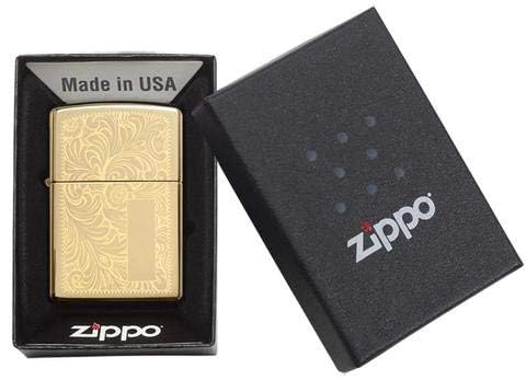 Custom Zippo Lighter – Personalized Engraved Venetian Design | Genuine Windproof Metal Lighter | Unique Gift for Men & Women – Christmas, Halloween, Valentine (Gold 352B)