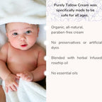 Purely Tallow Cream- Pasture-fed Beef Tallow- Moisturizer/Body Butter- Herbal Infused with Lavender & Chamomile (Unscented)- Dry Skin, Eczema, Psorasis, Infant-Safe -Organic (2 oz)