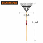 Truper TruPro Steel Leaf Rake, 24-Inch Head, 54-Inch Wood Handle - Garden Rakes Metal Heavy Duty - Yard Rakes - Lawn Rake for Leaves and Grass (Model EMX-24 / 30480)