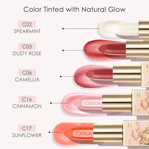 Catkin Tinted Lip Balm Sheer Lip Stain Ultra Hydrating Lip Moistrurizer Chapstick with Vitamin E Nourishing For Cracked & Dry Lips 0.12 oz C16 CINNAMON - Light Pink
