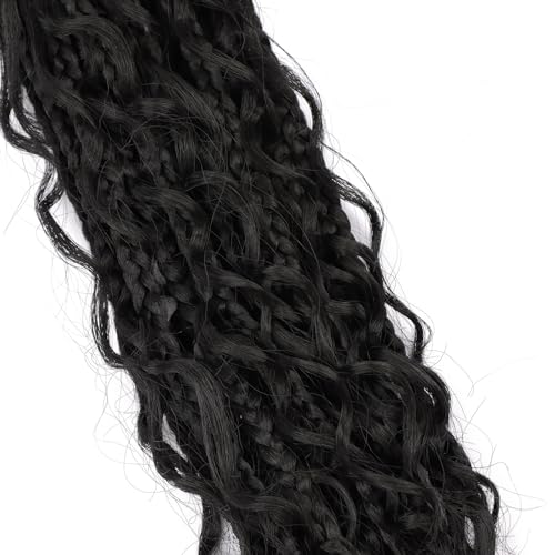 Goddess Box Braids Crochet Hair - 24 inch Crochet Box Braids Pre Looped 8 packs Boho Box Braids Crochet Hair Curly Ends,Bohomian Box Braid Crochet Hair for Black Women 1b