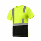 sesafety Hi Visibility Shirts for Men, Safety Shirts with Reflective Strips Class 2, Hi Vis Construction Work Shirt with Pocket Yellow XL
