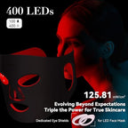 LED Face Mask Light Therapy, 4 Modes Portable Red Light Therapy for Face with 2000mAh Rechargeable Remote, Blue, Orange, 850NM Infrared & Red Light Mask, 400 LEDs for Anti-Aging, at Home