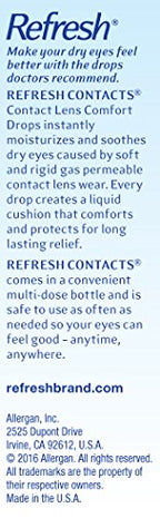 Refresh Contacts, Eye Drops, Contact Lens Comfort,Blue 0.4 Fl Oz Sterile
