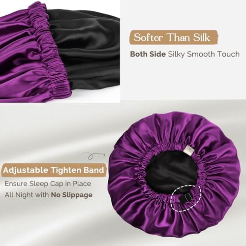 YANIBEST Silk Bonnet Satin Bonnet for Sleeping Women and Men, Adjustable Double Layer Hair Bonnet for Curly Braids Hair