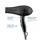 BaBylissPRO Hair Dryer, Nano Titanium 2000-Watt Blow Dryer, Professional/Ionic