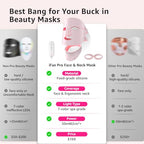 Red Light Therapy Mask for Face and Neck, 7 Colors Silicone Led Face Mask Light Therapy at Home Rechargeable & Ergonomic Design for True Anti-Aging Skincare at Home and Travel(Pink)