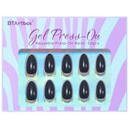 Black Press On Nails Almond - BTArtbox Short Press On Nails with Nail Glue, Fit Perfectly & Natural Reusable Stick On Nails in 16 Sizes - 30PCS Soft Gel Glue On Nails Kit, Black Velvet