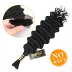 Deep Wave Bulk Hair for Braiding 16A Deep Water Wave Bulk Human Hair for Braiding Brazilian Virgin Curly Human Hair 24 Inch 50g Curly Braiding Hair for Boho Braids Micro Twist