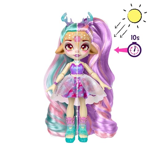 Magic Mixies Pixlings Deluxe Pack, Deerlee The Deer, Shimmer Reveal, Create & Mix Potion That Magically Reveals 6.5" Pixling Doll Inside Potion Bottle - Exclusive Mini Mixies & 6 Hair Accessories