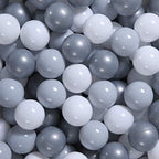 GOGOSO Ball Pit Balls for Toddler, Baby Plastic Playballs Kids Soft Pastel Pelotas Non-Toxic BPA-Free Gray+Pearl Gary+ White, 200 Balls