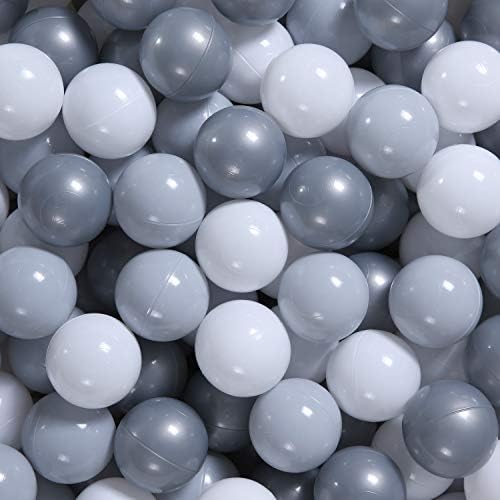 GOGOSO Ball Pit Balls for Toddler, Baby Plastic Playballs Kids Soft Pastel Pelotas Non-Toxic BPA-Free Gray+Pearl Gary+ White, 200 Balls