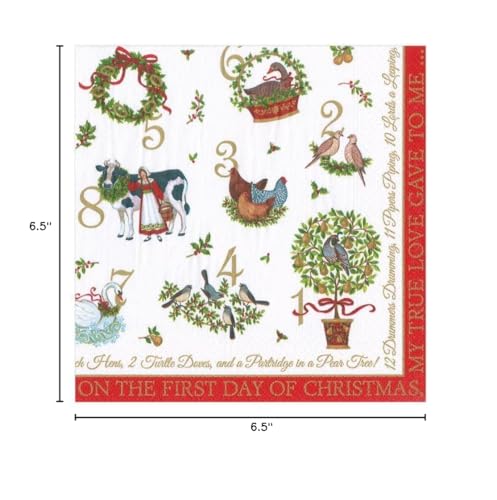 Caspari On the 12th Day Paper Luncheon Napkins - 20 Per Package