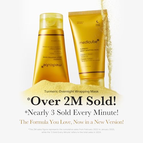 medicube Glass Skin Refining Duo at Night: Deep Vitamin C Golden Capsule Face Moisturizer and Turmeric Overnight Wrapping Peel Off Mask